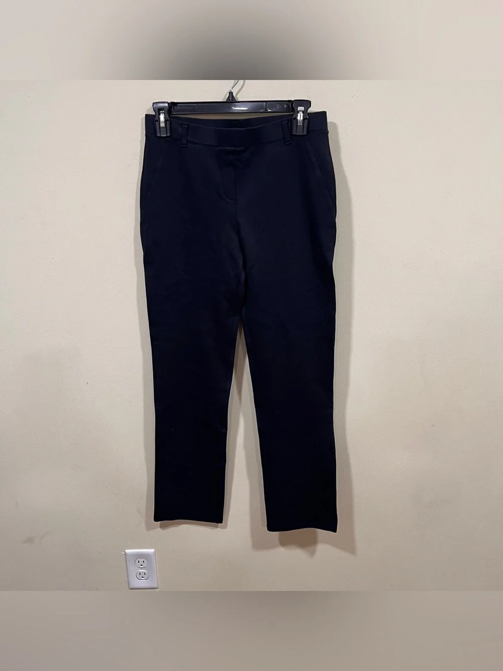 NWT Quince Slim Cropped Twill Navy small petite Ultra Stretch Ponte Straight Leg - Picture 2 of 10